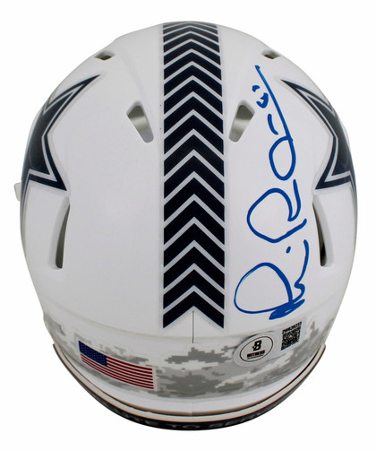 Cowboys Michael Irvin Signed Salute To Service III Speed Mini Helmet BAS Witness