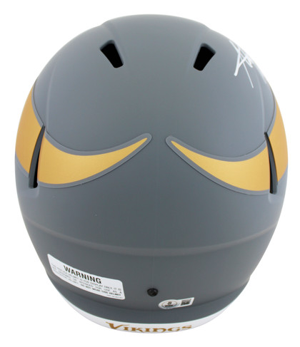 Vikings Adrian Peterson Signed Slate Full Size Speed Rep Helmet BAS Witnessed