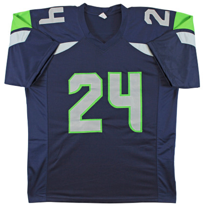 Marshawn Lynch Authentic Signed Navy Blue Pro Style Jersey Autographed BAS