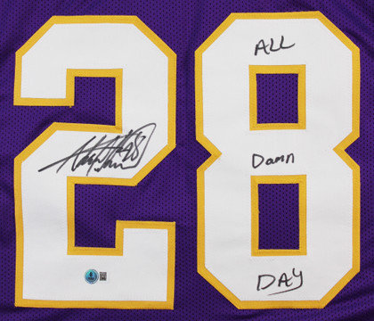 Adrian Peterson "All Damn Day" Signed Purple Pro Style Jersey BAS Witnessed