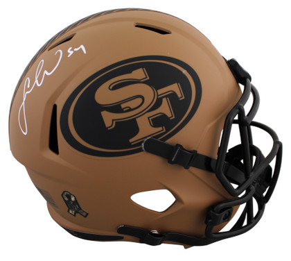 49ers Fred Warner Signed Salute To Service II Full Size Speed Rep Helmet BAS Wit