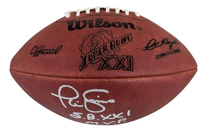 Giants Phil Simms "SB XXI MVP" Signed SB XXI Logo Wilson "Duke" Football BAS Wit