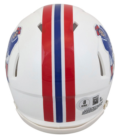 Patriots Christian Gonzalez Signed 1990-92 TB Speed Mini Helmet BAS Witnessed