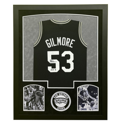 Artis Gilmore Signed HOF 11 San Antonio Black Custom Suede Matte Framed Basketball Jersey