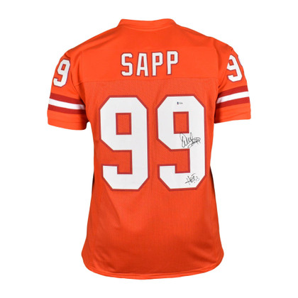 Warren Sapp Signed Pro-Edition Orange Football Jersey (Beckett) HOF '13 Inscription
