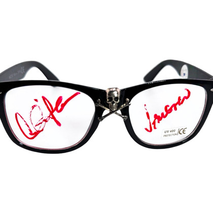 Charlie Sheen Signed Vaughn Inscription Major League Glasses - Smudged Signature  (Beckett)
