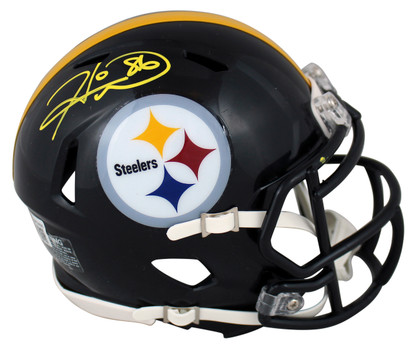 Steelers Hines Ward Signed Speed Mini Helmet w/ Yellow SIg W/ Case BAS Witness