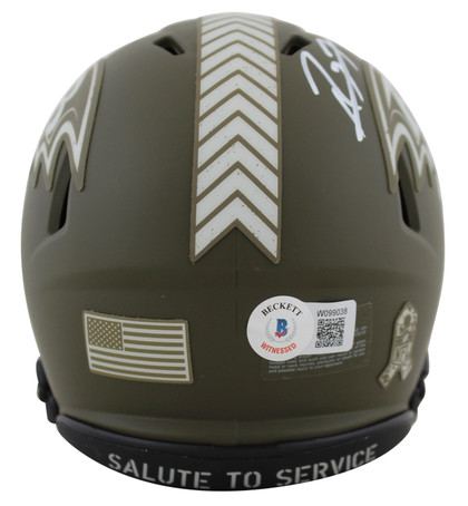 Ravens Ray Lewis Signed Salute To Service Speed Mini Helmet W/ Case BAS Witness