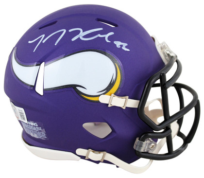 Vikings T.J. Hockenson Authentic Signed Speed Mini Helmet W/ Case BAS Witnessed Version 1