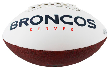Broncos Randy Gradishar "HOF 24" Signed White Panel Logo Football W/ Case BAS W