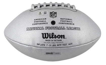 Kurt Warner Signed Wilson Replica Duke Metallic Silver Football W/ Case BAS Wit