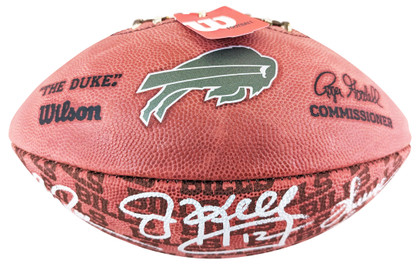 Bills (3) Reed, Kelly, & Thomas Signed "Duke" Showcase Football W/ Case BAS Wit