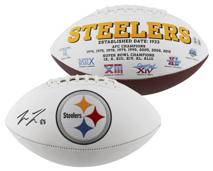 Steelers Pat Freiermuth Signed White Panel Logo Football W/ Case BAS Witnessed