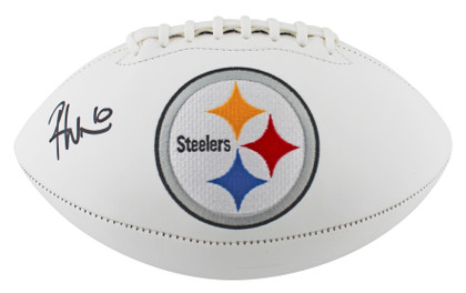 Steelers Roman Wilson Signed White Panel Logo Football W/ Case BAS Witnessed