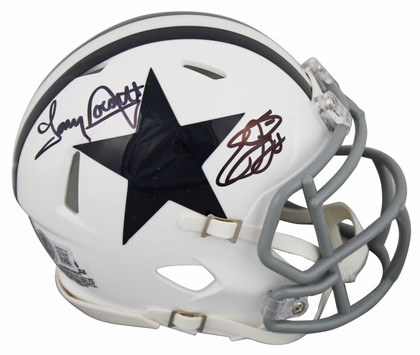 Emmitt Smith & Tony Dorsett Signed 60-63 TB Speed Mini Helmet W/ Case BAS Wit
