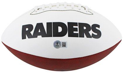 Raiders Howie Long Signed Franklin White Panel Logo Football W/ Case BAS Witness