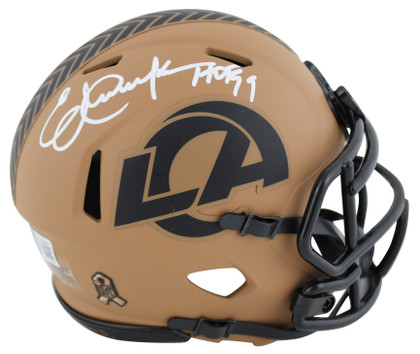 Rams Eric Dickerson "HOF 99" Signed STS II Speed Mini Helmet W/ Case BAS Witness