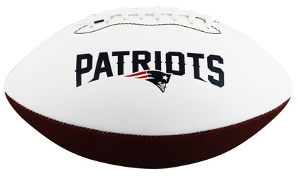 Patriots Christian Gonzalez Signed White Panel Logo Football W/ Case BAS Wit 2