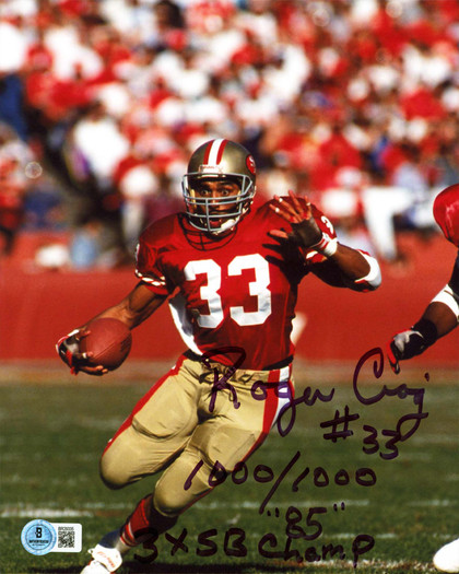49ers Roger Craig 3x Insc. Authentic Signed 8x10 Vertical Photo BAS #BR29335