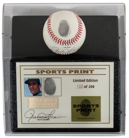 A's Rollie FIngers Signed Thumbprint Baseball LE #'d/200 w/ Display Case BAS