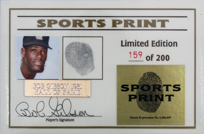 Cardinals Bob Gibson Signed Thumbprint Baseball LE #'d/200 w/ Display Case BAS