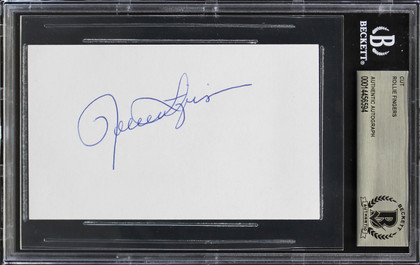 Athletics Rollie Fingers Authentic Signed 3x5 Cut Signature BAS Slabbed