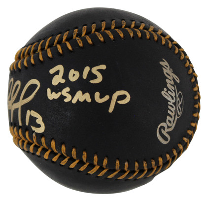 Royals Salvador Perez "2015 WS MVP" Signed Black Oml Baseball BAS Witnessed