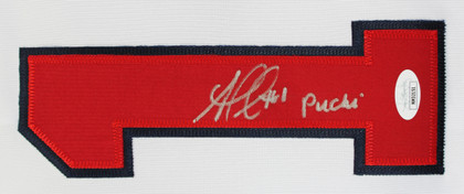 Ozzie Albies "Puchi" Authentic Signed White Pro Style Jersey JSA #MM32151