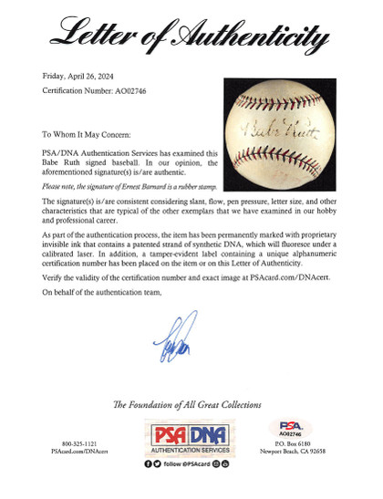 Yankees Babe Ruth Authentic Signed Baseball PSA/DNA #AO02746