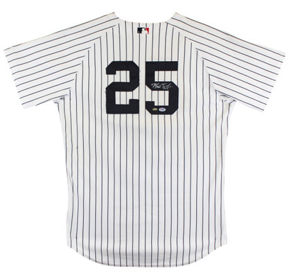 Yankees Mark Teixeira Signed White Pinstripe Majestic Authentic Jersey PSA/DNA