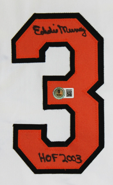 Eddie Murray "HOF 03" Authentic Signed White Pro Style Jersey BAS Witnessed