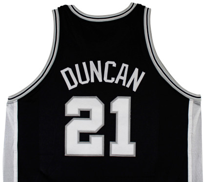 Spurs Tim Duncan 2001-02 Game Worn Nike +4" Extra Length Black Road Jersey