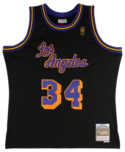 Lakers Shaquille O'Neal Signed Black Mitchell & Ness 1996-97 HWC Jersey BAS Wit