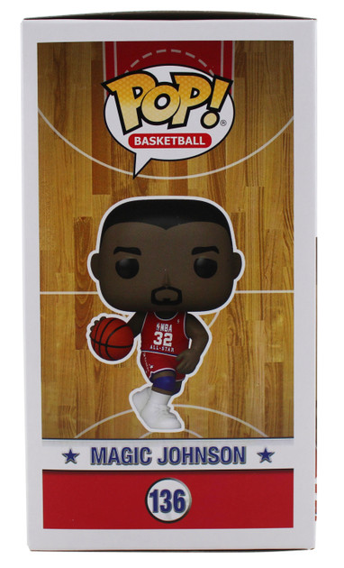 Magic Johnson Signed All Stars #136 Funko Pop Vinyl Figure w/ Red Sig BAS Wit