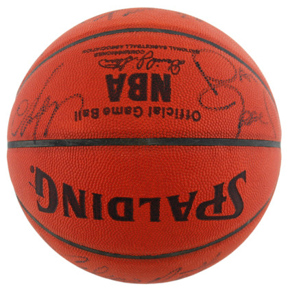 1984-85 Nuggets (14) English, Lever Signed Spalding Official NBA Basketball BAS