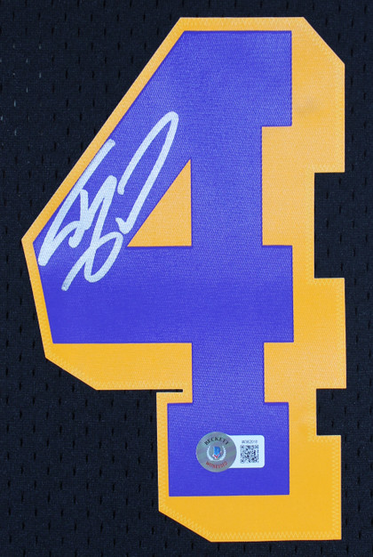 Lakers Shaquille O'Neal Signed Black M&N 1996-97 HWC Swingman Jersey BAS Witness