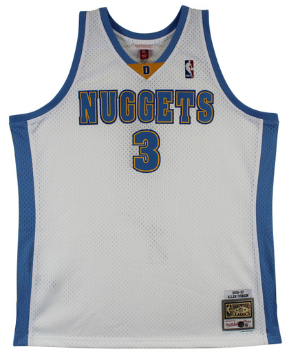 Nuggets Allen Iverson Authentic Signed White M&N HWC Swingman Jersey BAS Witness