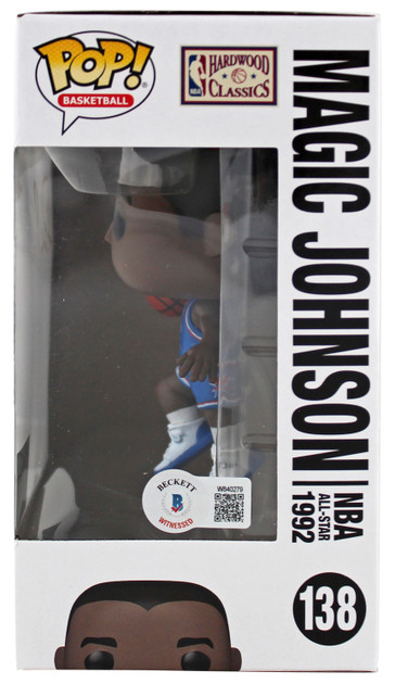 Magic Johnson Signed 1992 ASG #138 Funko Pop Vinyl Figure w/ White Sig BAS Wit