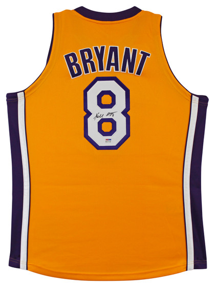 Lakers Kobe Bryant Signed Yellow M&N 2000-01 HWC Authentic Jersey PSA #B11719