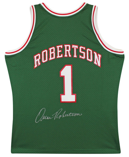 Bucks Oscar Robertson Signed 1970-71 Green M&N Swingman Jersey BAS Witnessed
