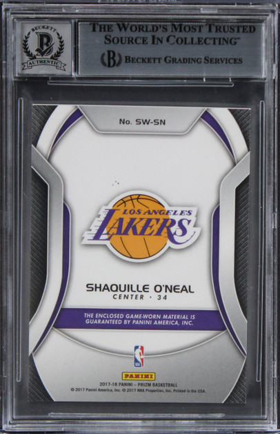 Lakers Shaquille O'Neal Signed 2017 Panini Prizm SS #81 Card Auto 10! BAS Slab 3