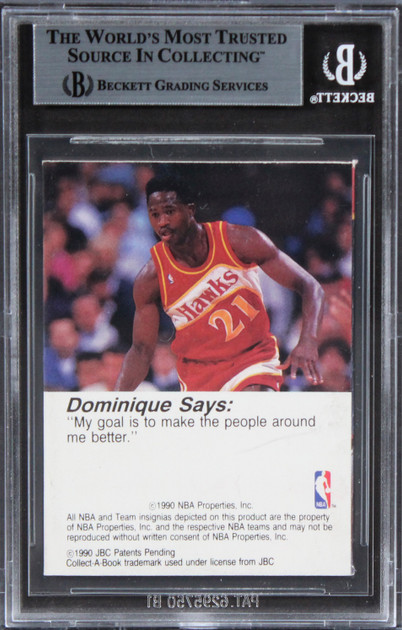 Hawks Dominique Wilkins Signed 1990 Hoops Collectabooks #35 Card BAS Slabbed