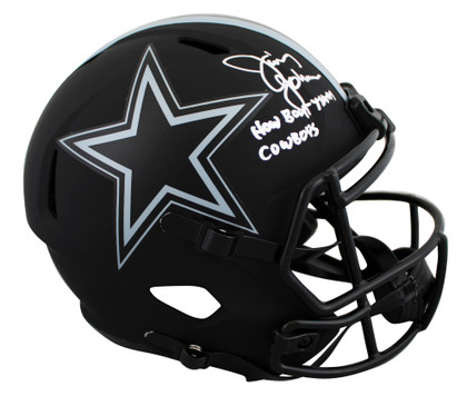 Cowboys Jimmy Johnson "HBTC" Signed Eclipse F/S Speed Rep Helmet W/ Case BAS Wit