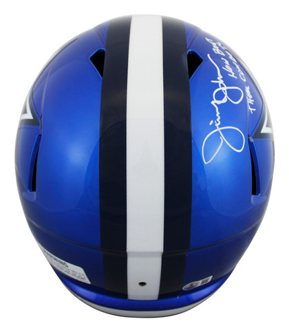 Cowboys Jimmy Johnson "HBTC" Signed Flash F/S Speed Rep Helmet W/ Case BAS Wit