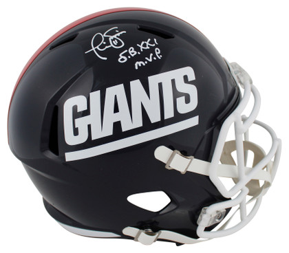 Giants Phil Simms Signed 81-99 TB Full Size Speed Rep Helmet W/ Case BAS Wit