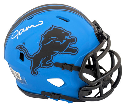 Lions Jameson Williams Signed Rave Speed Mini Helmet W/ Case BAS Witnessed