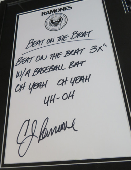 Ramones Handwritten and Signed Display