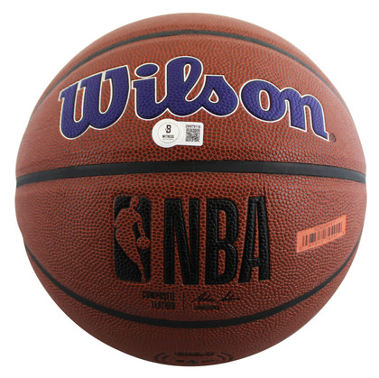 Lakers Shaquille O'Neal Signed Wilson Lakers Logo Brown Basketball BAS Witnessed