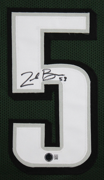Zack Baun Authentic Signed Green Pro Style Framed Jersey Autographed BAS Witness