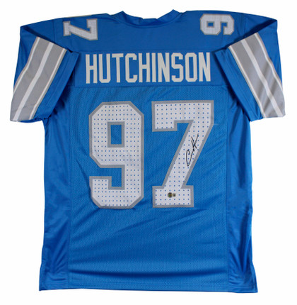 Aidan Hutchinson Authentic Signed Blue Pro Style Jersey BAS Witnessed 2